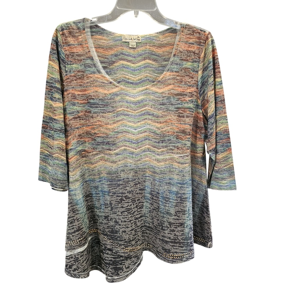 Live And Let Live Colorful Studded Tunic 3/4 Sleeve XL Womens NWOT
